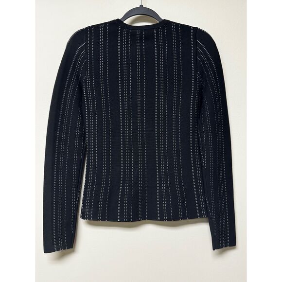 NWT - THEORY Slim Crew Pullover Sweater Black Eggshell Prosecco, Sz S - Picture 4 of 8